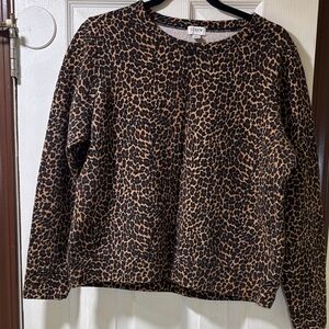 J. Crew Leopard Print Crewneck Sweater in Brown and Black